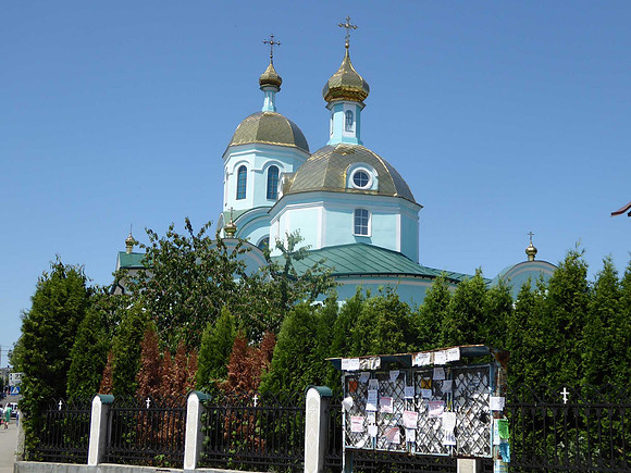 Church domes in city of Uman