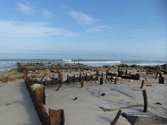 Rusting remains of ship, Morondava