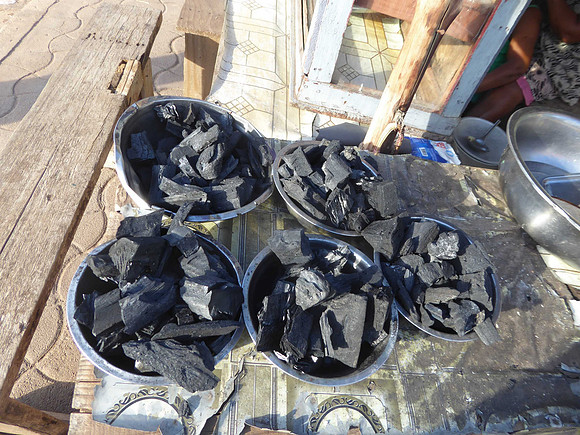 Charcoal is often sold in small bunches like this to the poor