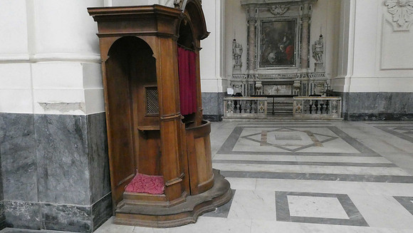 Confession box, church in Salerno