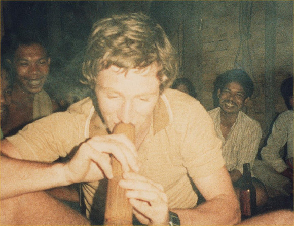 Posing for the photo with a bong, I don't even smoke