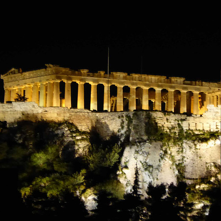 The Parthenon at night
