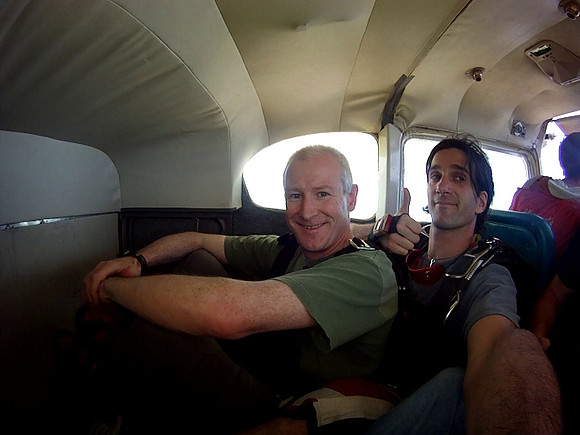 Inside the Cesna, ready for take-off.
